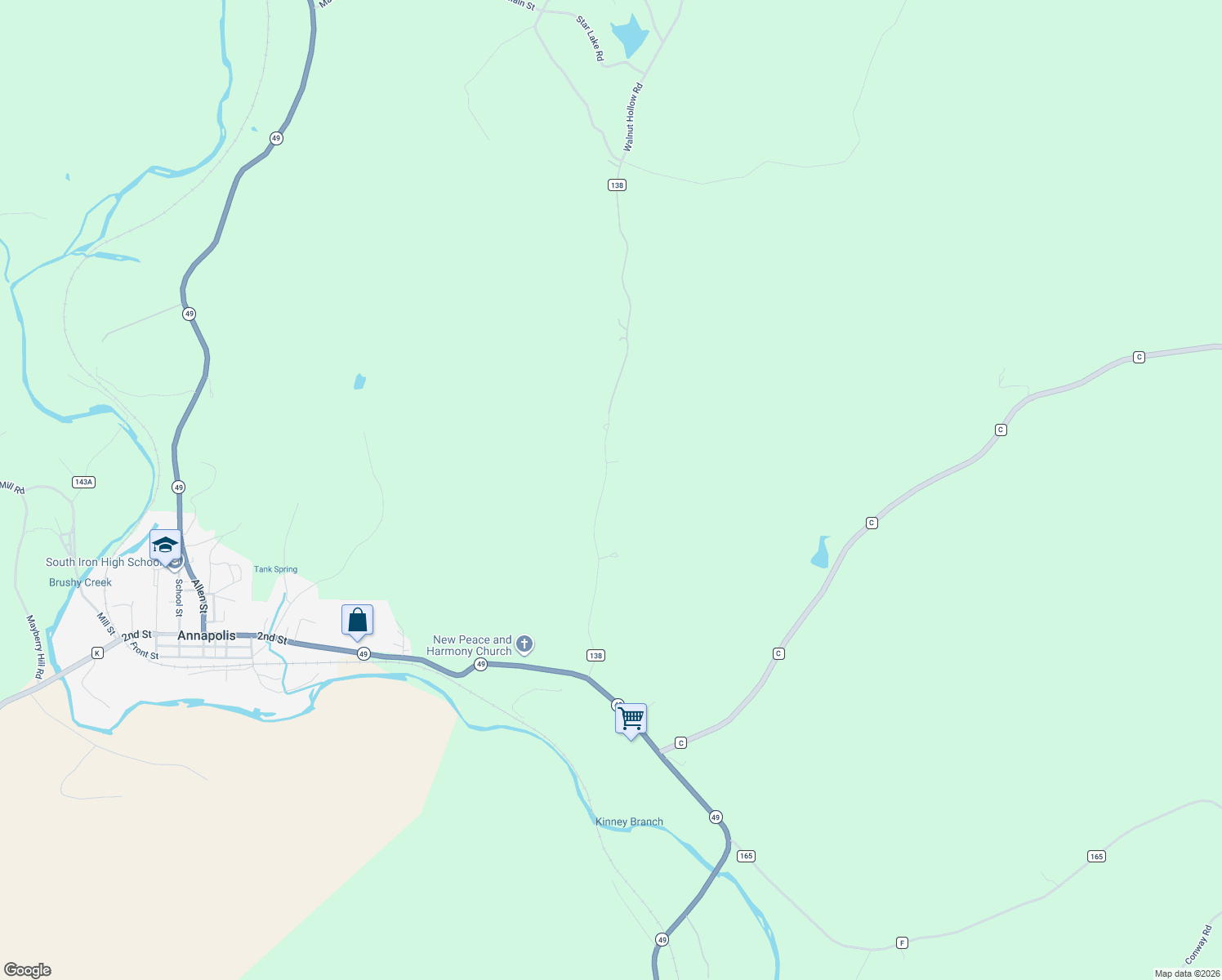 map of restaurants, bars, coffee shops, grocery stores, and more near 620 County Road 138 in Annapolis