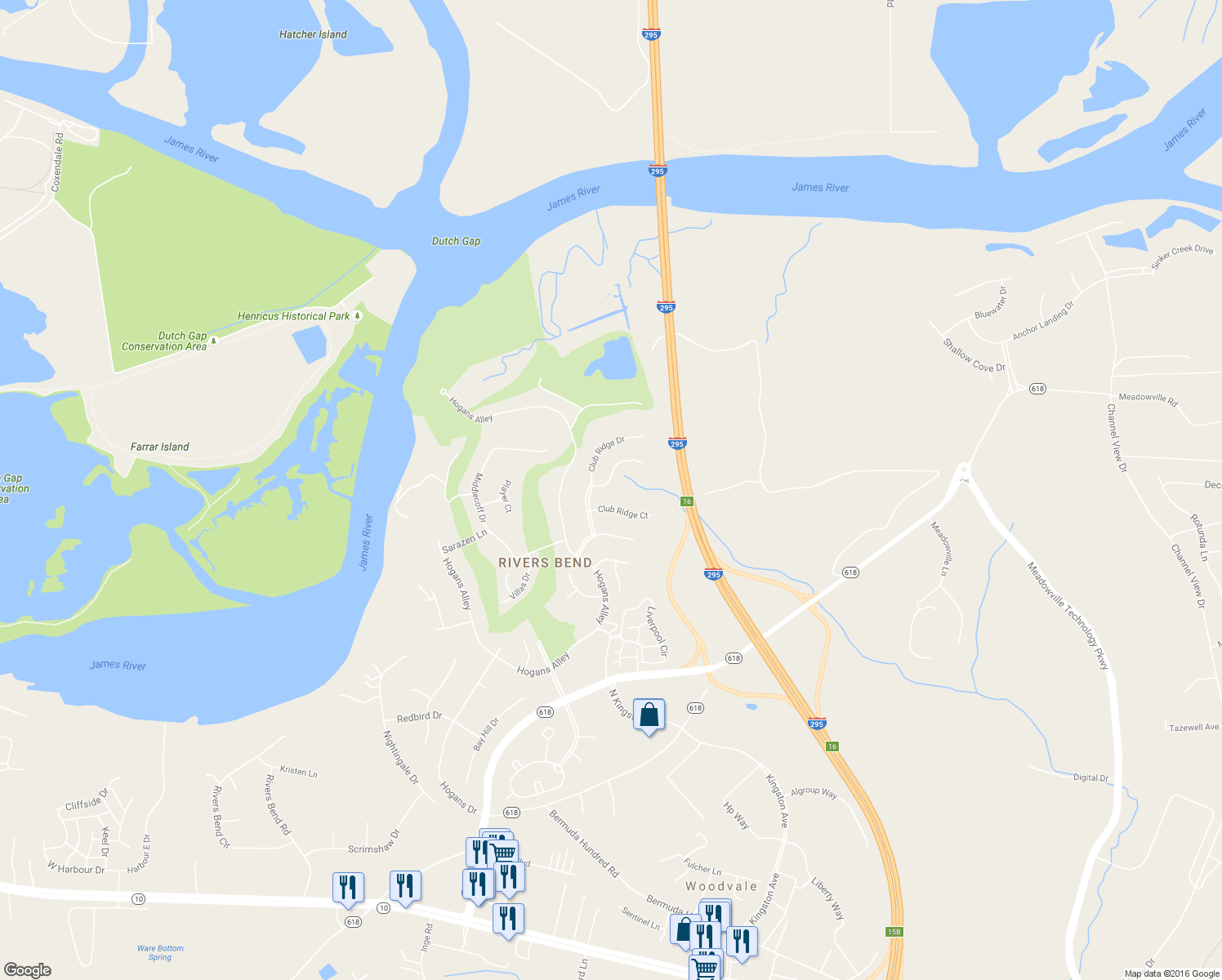 map of restaurants, bars, coffee shops, grocery stores, and more near 823 Club Ridge Terrace in Chester