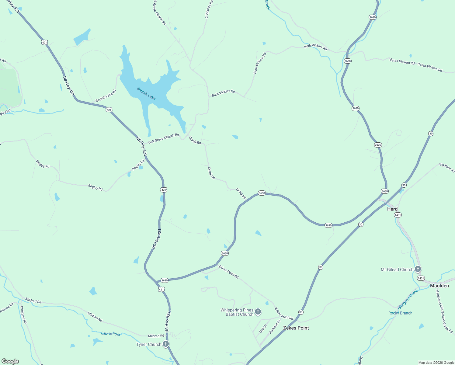 map of restaurants, bars, coffee shops, grocery stores, and more near 232 Crank Road in Tyner