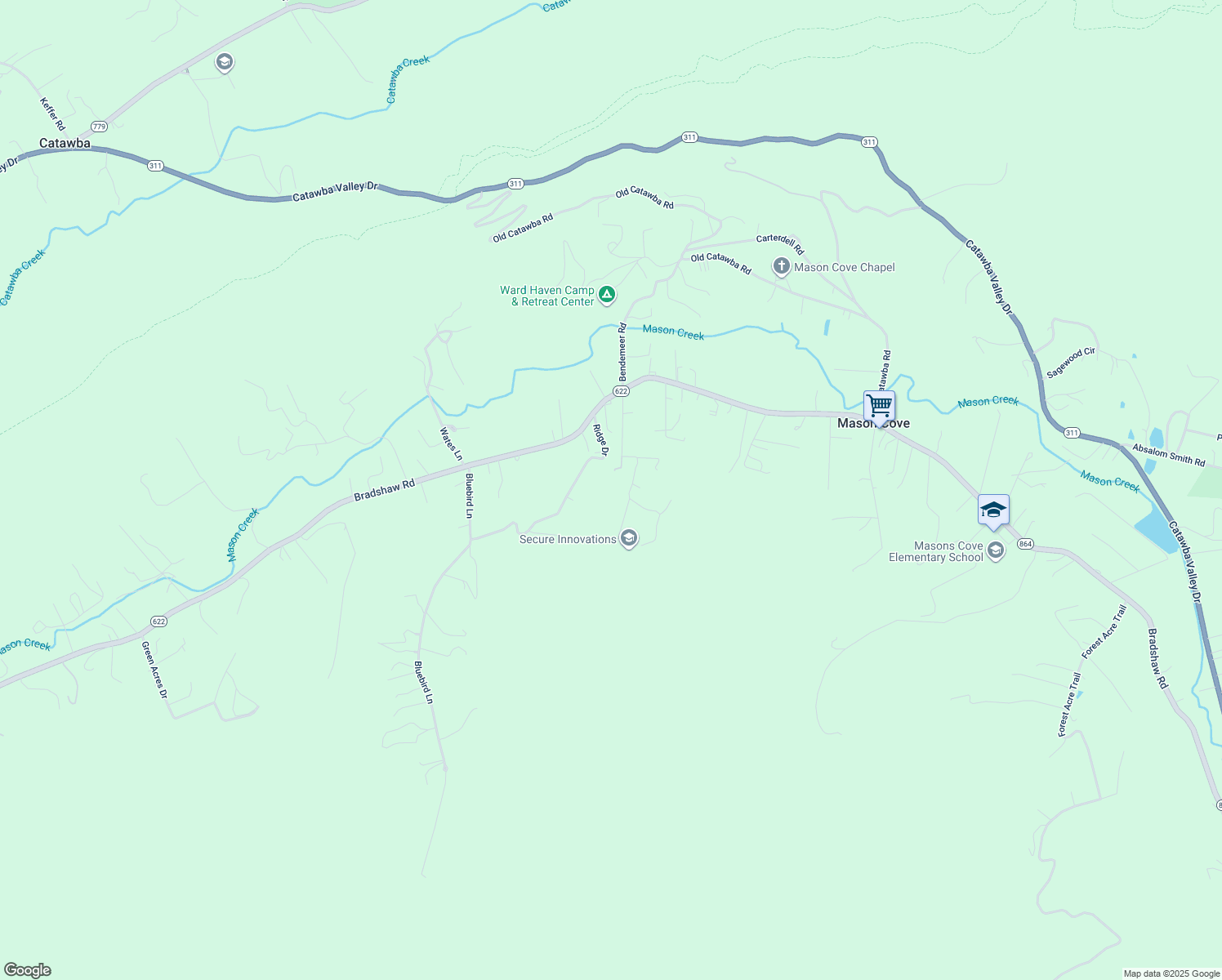 map of restaurants, bars, coffee shops, grocery stores, and more near 3830 Travis Trail in Salem
