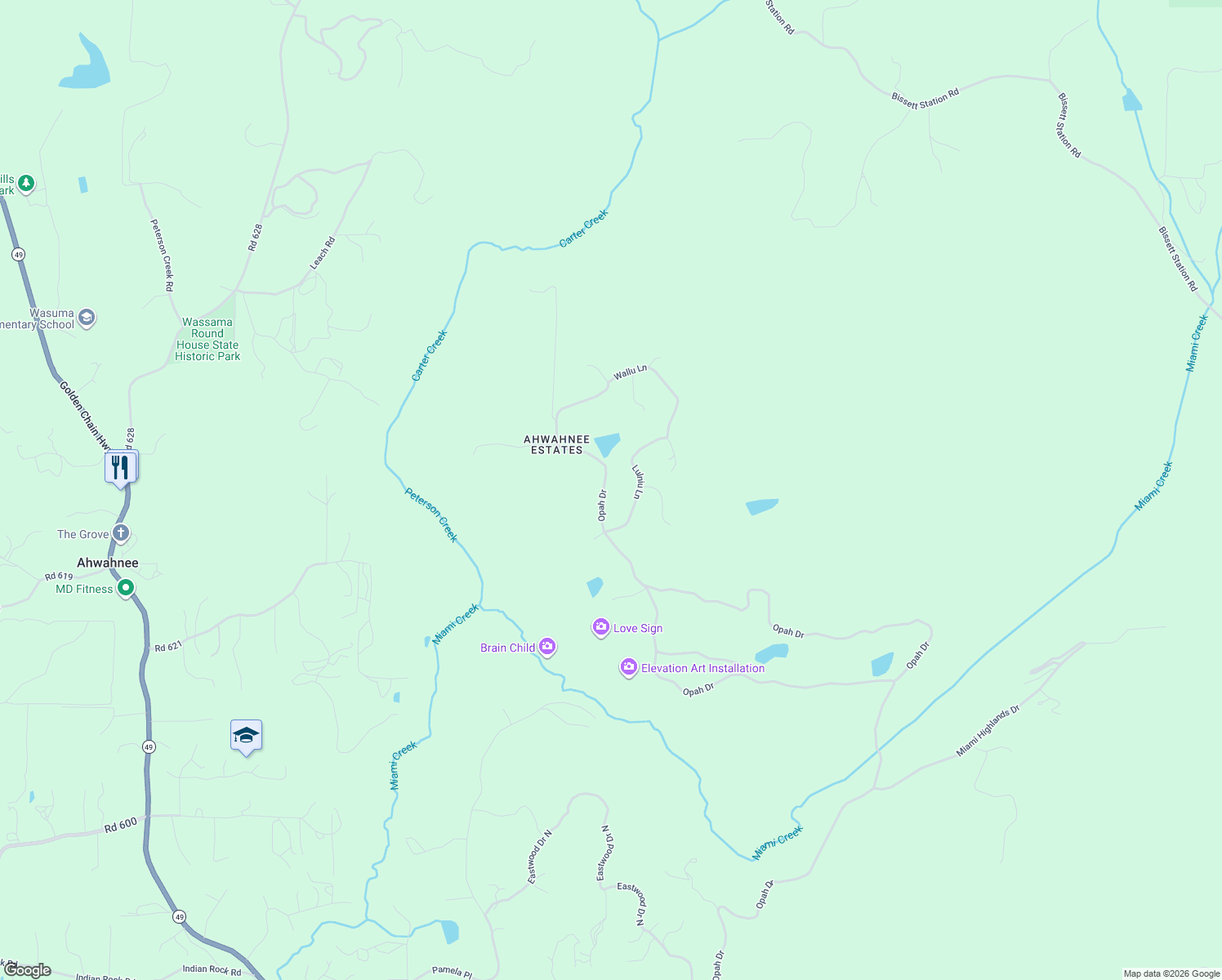 map of restaurants, bars, coffee shops, grocery stores, and more near 46381 Opah Drive in Ahwahnee