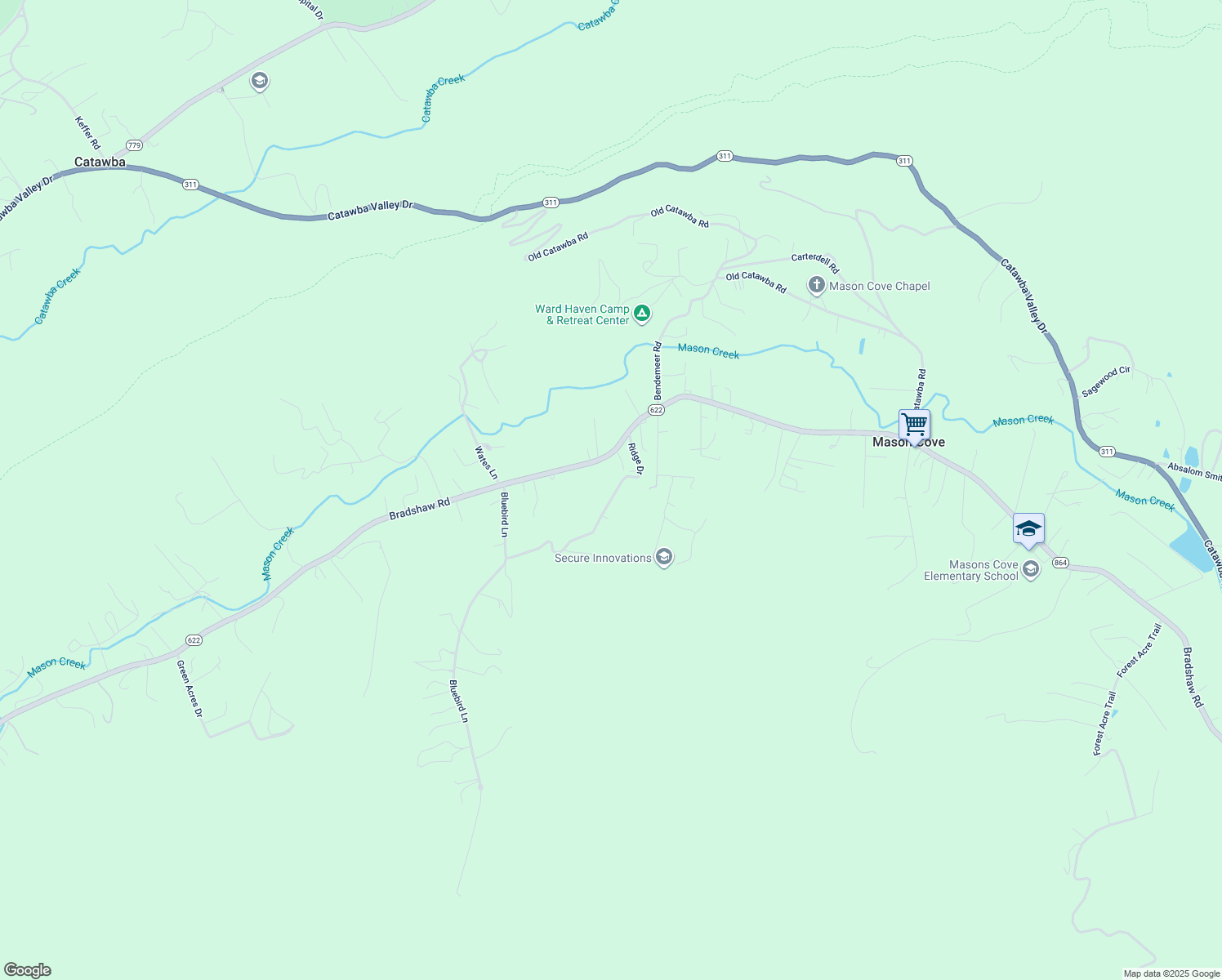map of restaurants, bars, coffee shops, grocery stores, and more near 3994 Ridge Drive in Salem