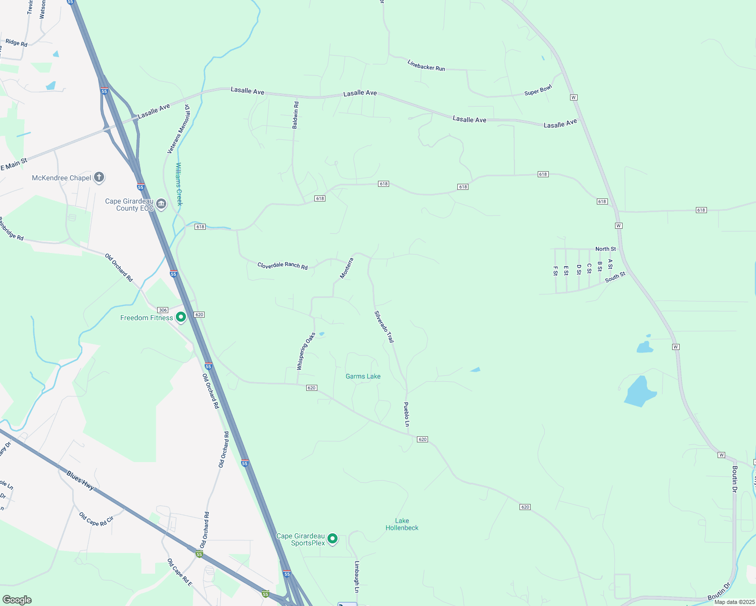 map of restaurants, bars, coffee shops, grocery stores, and more near 560 Silverado Trail in Cape Girardeau