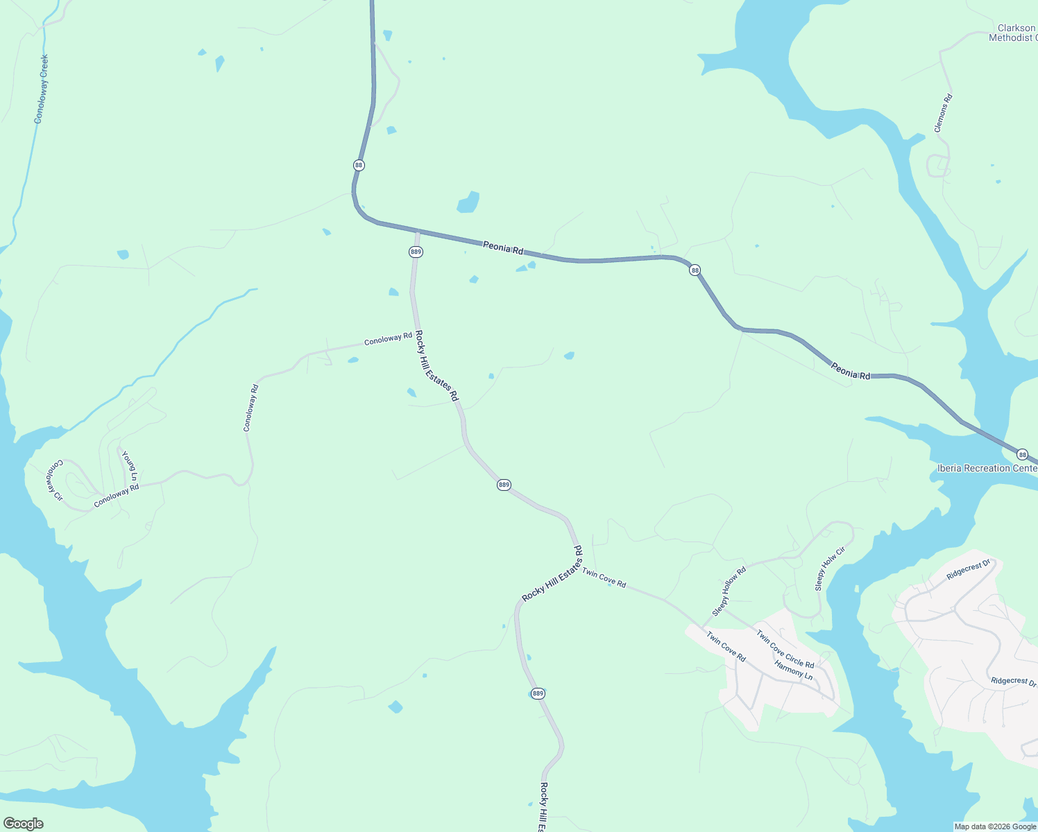 map of restaurants, bars, coffee shops, grocery stores, and more near in Johnson Crossroads