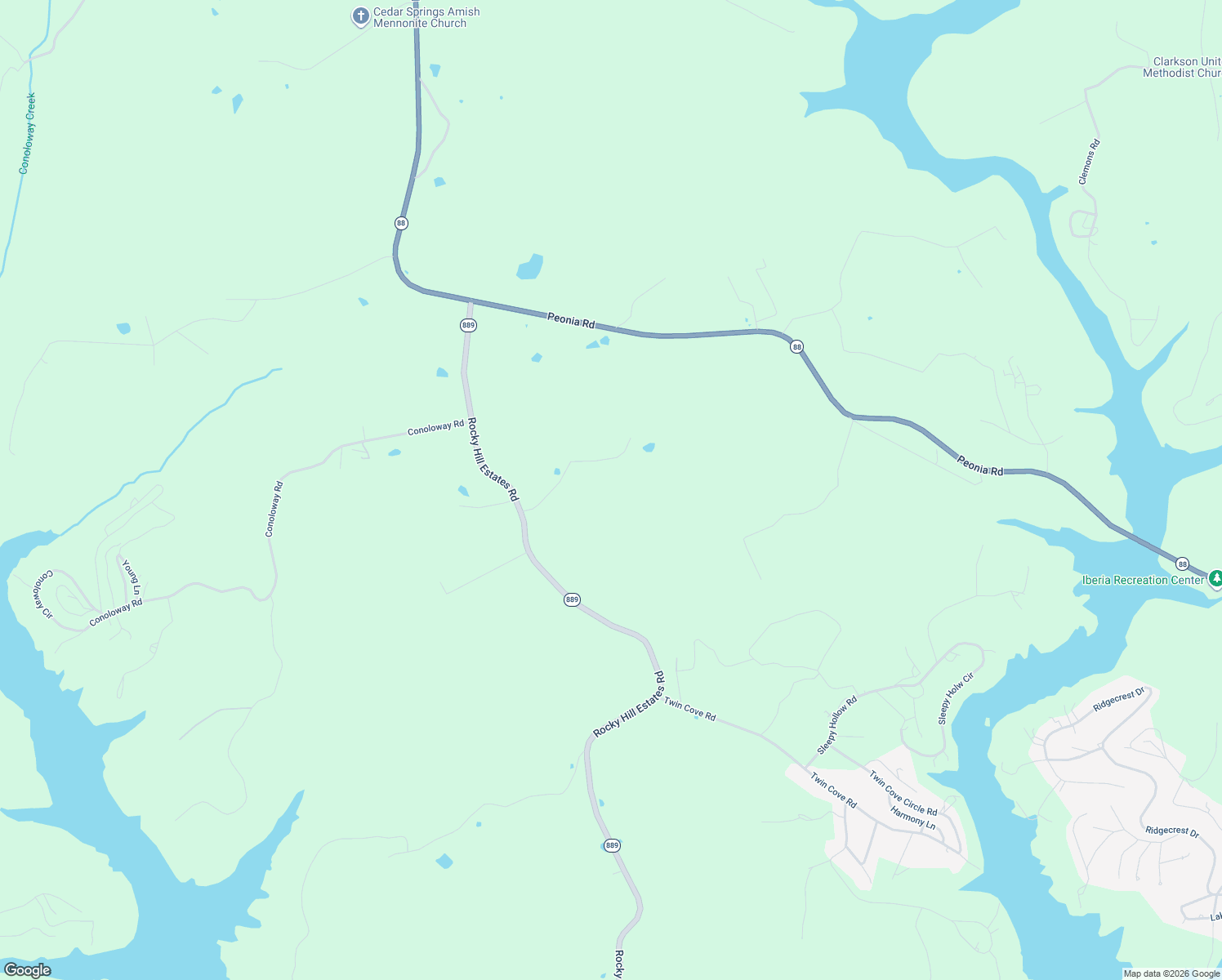 map of restaurants, bars, coffee shops, grocery stores, and more near 319 Ranchero Road in Clarkson
