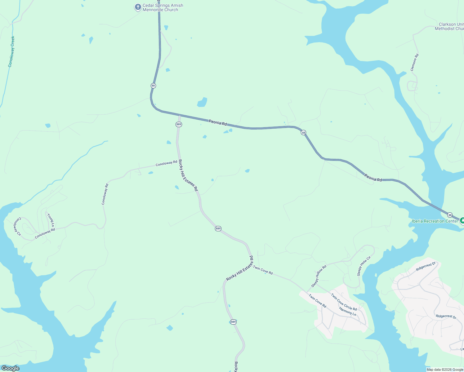 map of restaurants, bars, coffee shops, grocery stores, and more near 319 Ranchero Road in Clarkson