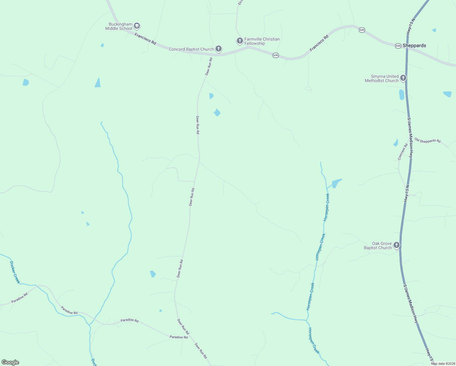 map of restaurants, bars, coffee shops, grocery stores, and more near Aspen Grove Road in Farmville