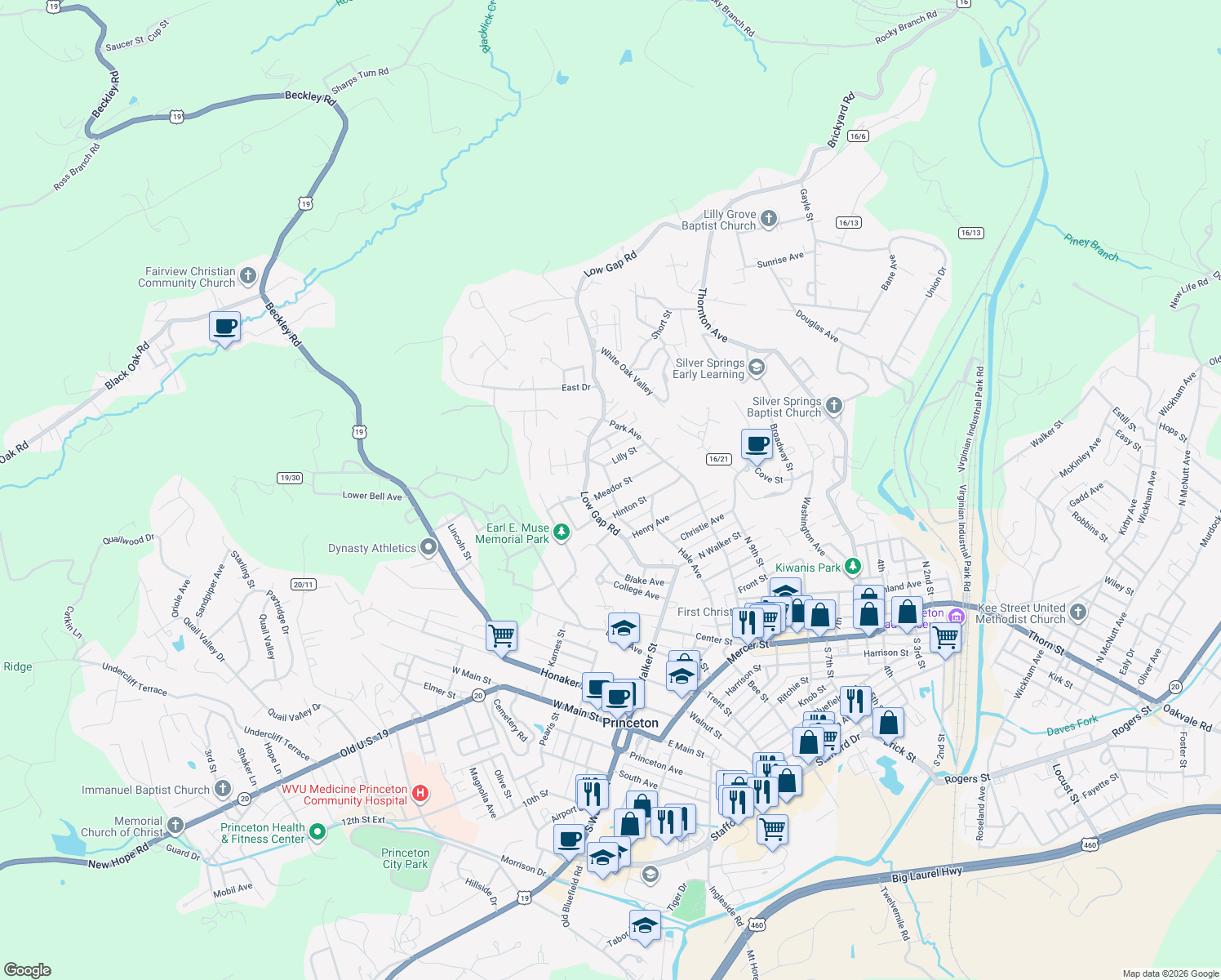 map of restaurants, bars, coffee shops, grocery stores, and more near 899 Hale Avenue in Princeton