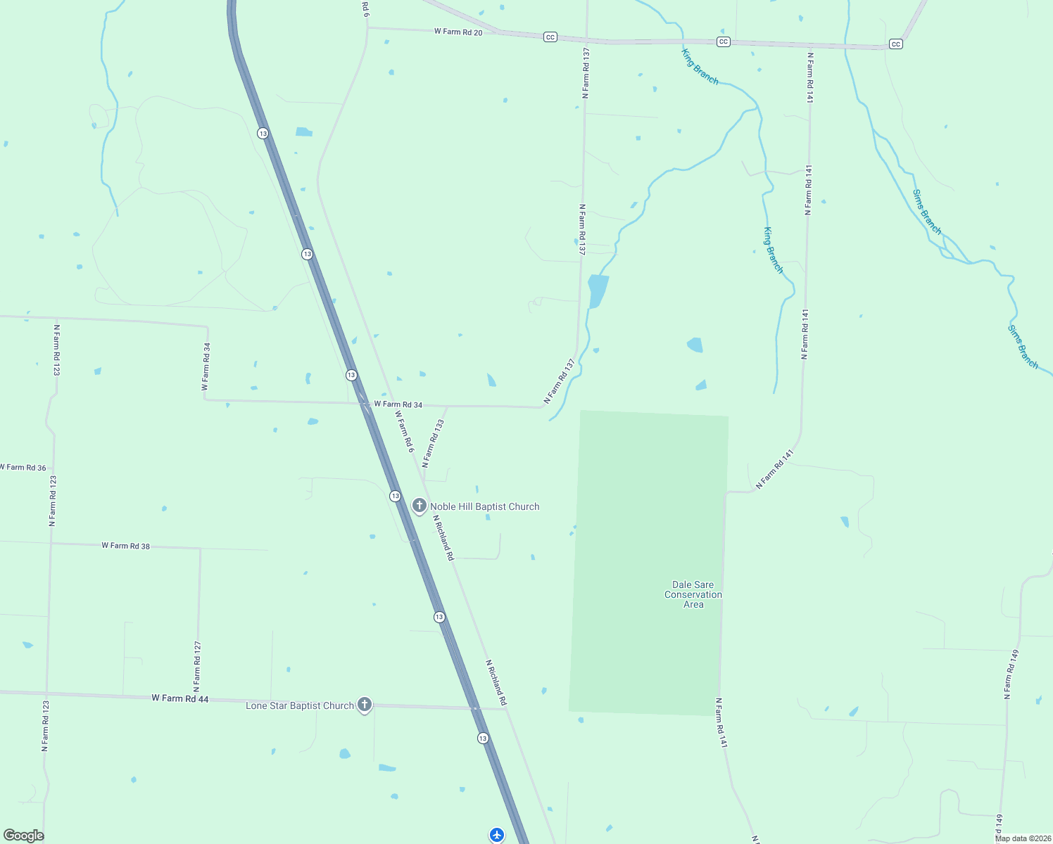 map of restaurants, bars, coffee shops, grocery stores, and more near 2974-3148 West Farm Road 34 in Springfield