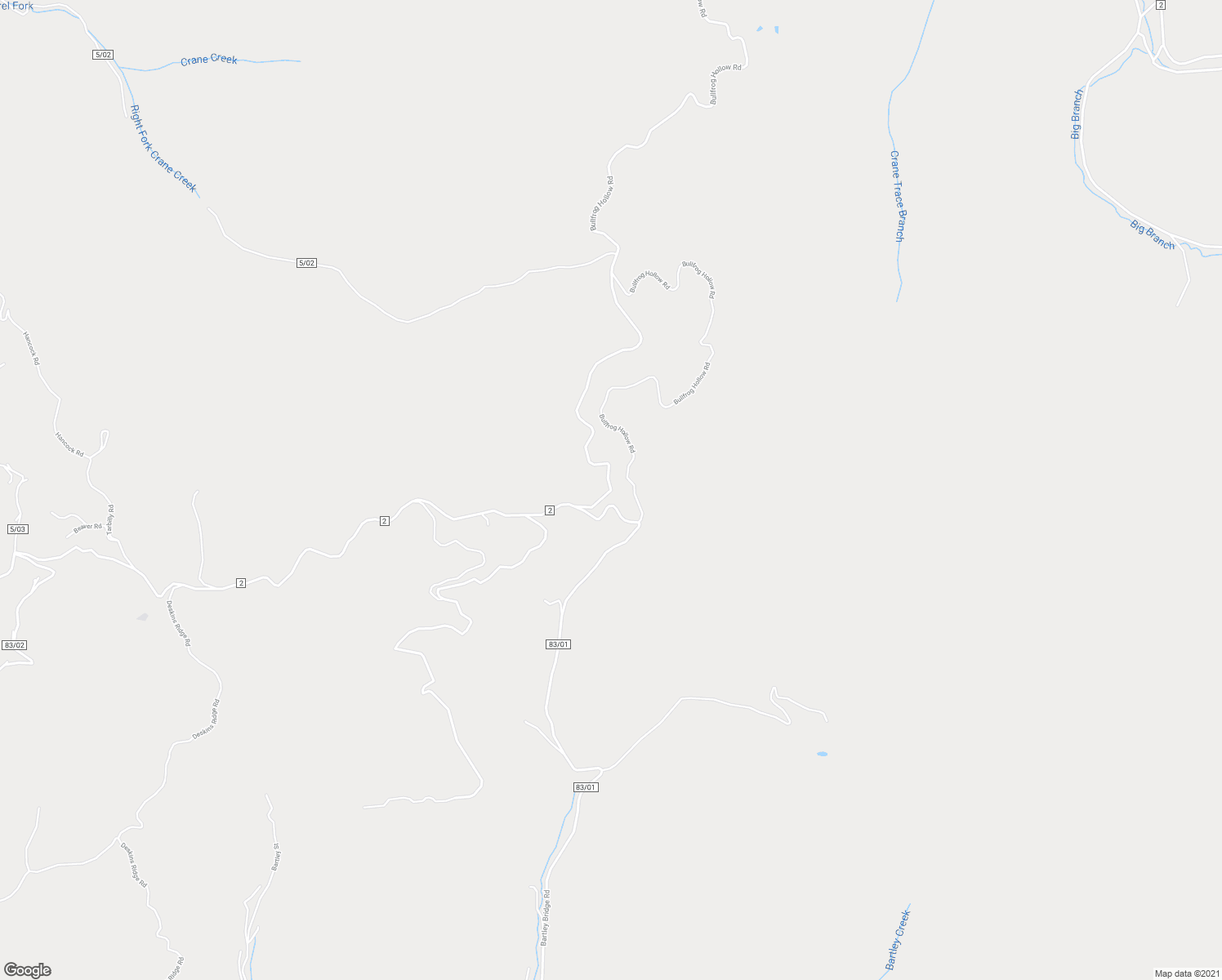 map of restaurants, bars, coffee shops, grocery stores, and more near County Road 2 in McDowell County