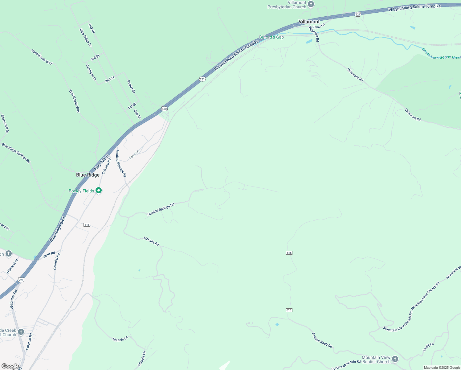 map of restaurants, bars, coffee shops, grocery stores, and more near 1514 Healing Springs Road in Blue Ridge