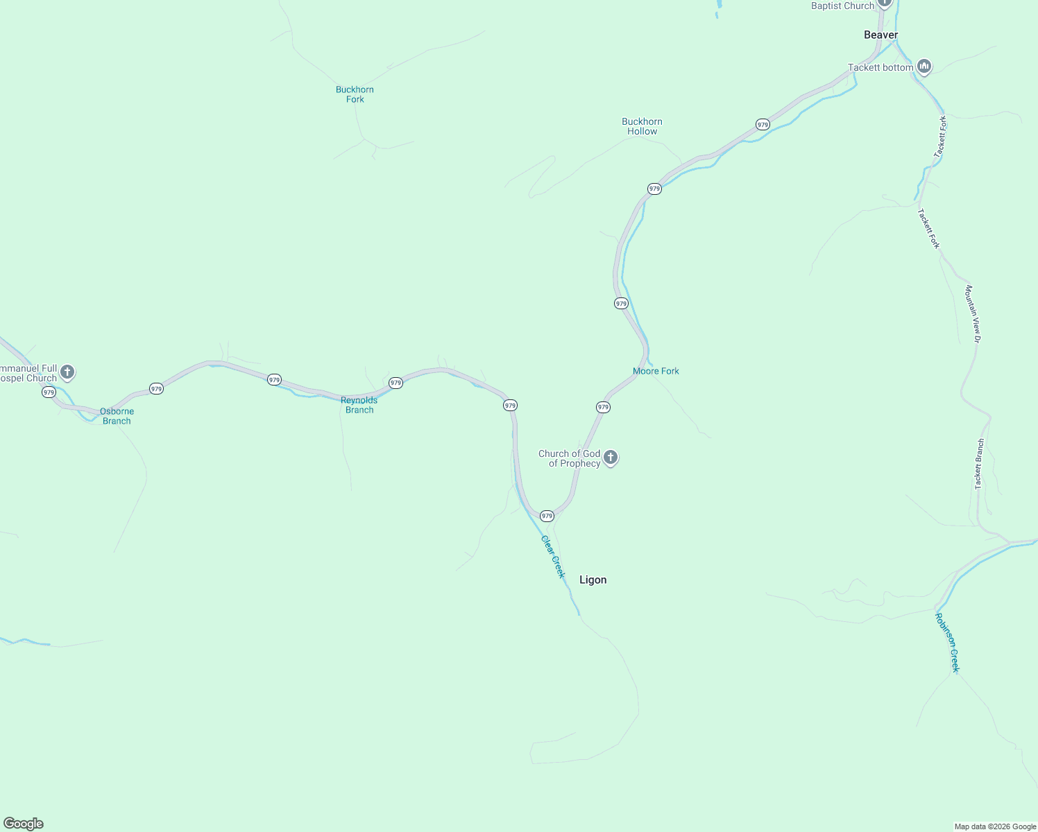 map of restaurants, bars, coffee shops, grocery stores, and more near 16350 Kentucky 979 in Beaver