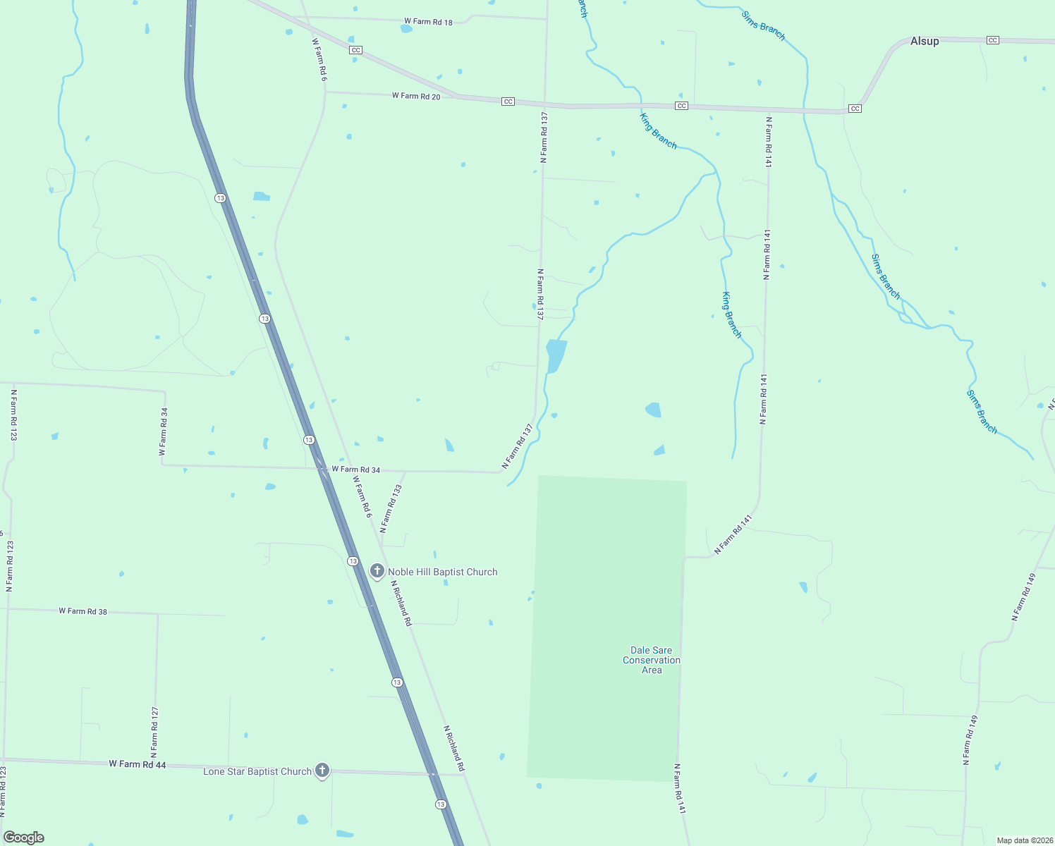 map of restaurants, bars, coffee shops, grocery stores, and more near 10069 West Farm Road 50 in Willard