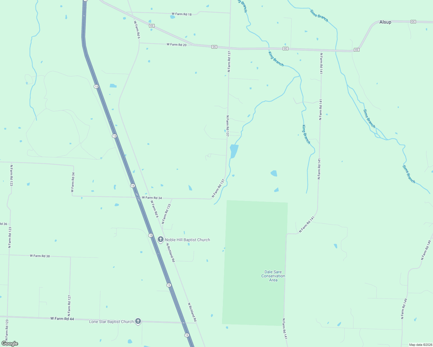 map of restaurants, bars, coffee shops, grocery stores, and more near 10069 West Farm Road 50 in Willard