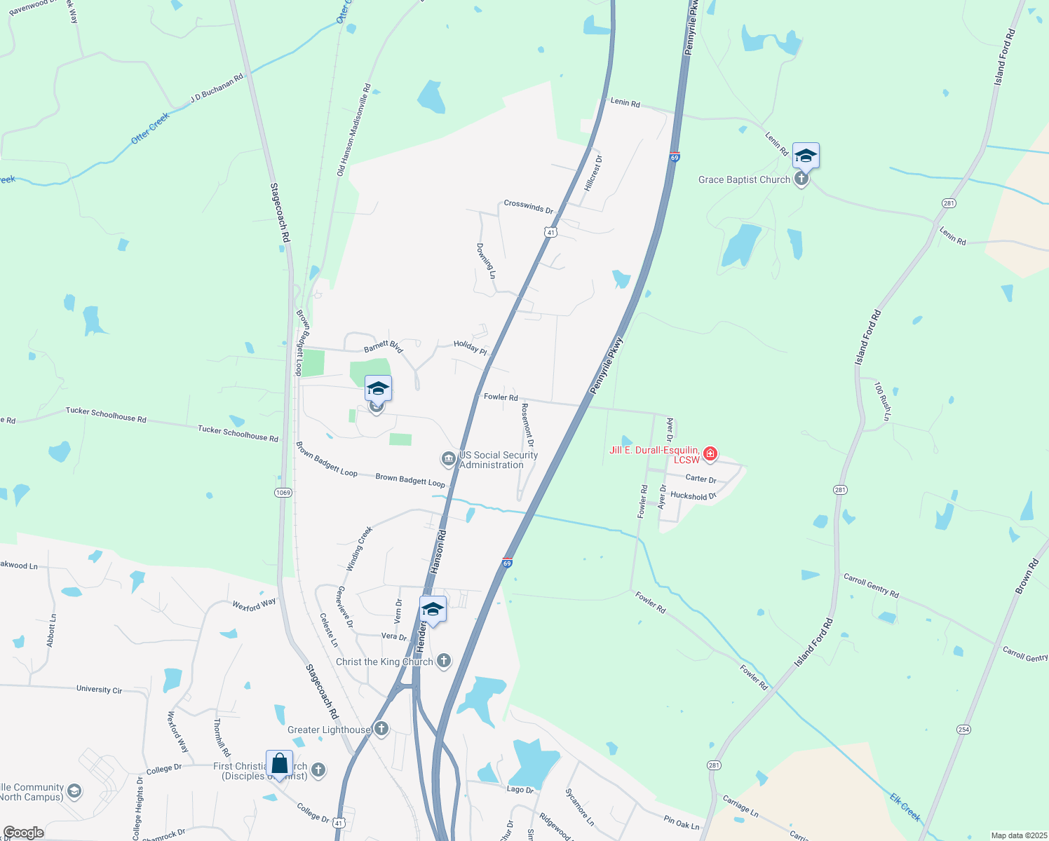 map of restaurants, bars, coffee shops, grocery stores, and more near 5269 Rosemont Dr in Madisonville