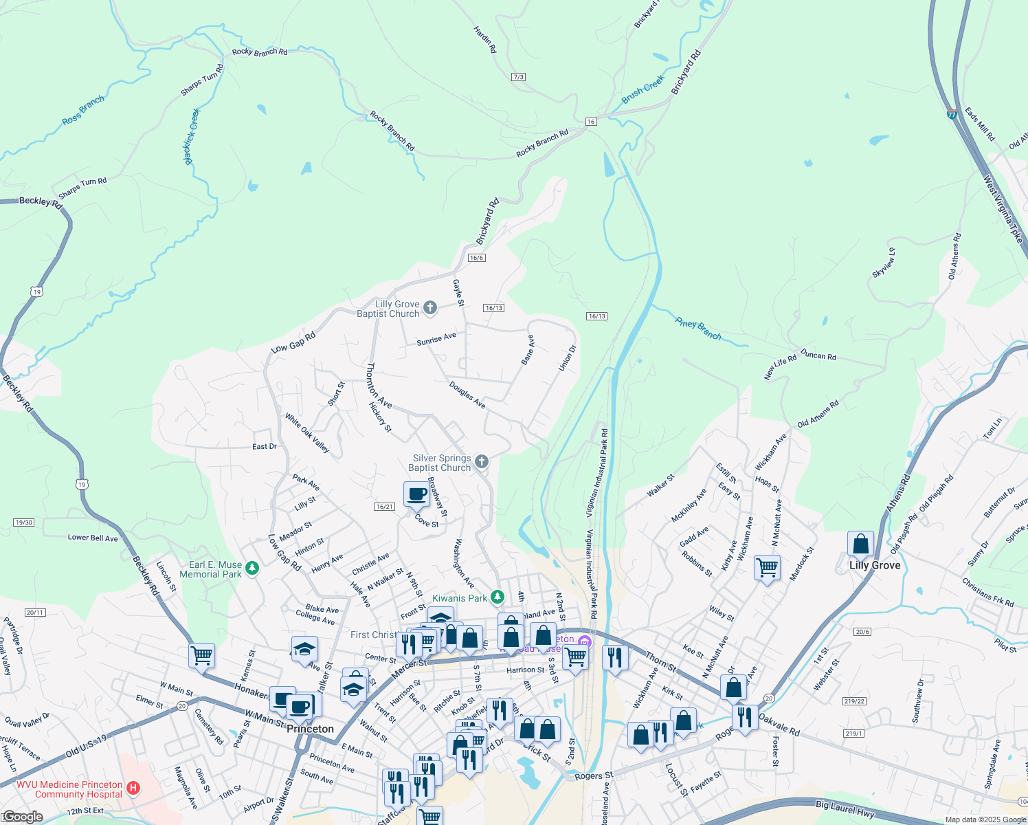 map of restaurants, bars, coffee shops, grocery stores, and more near 210 Douglas Avenue in Princeton