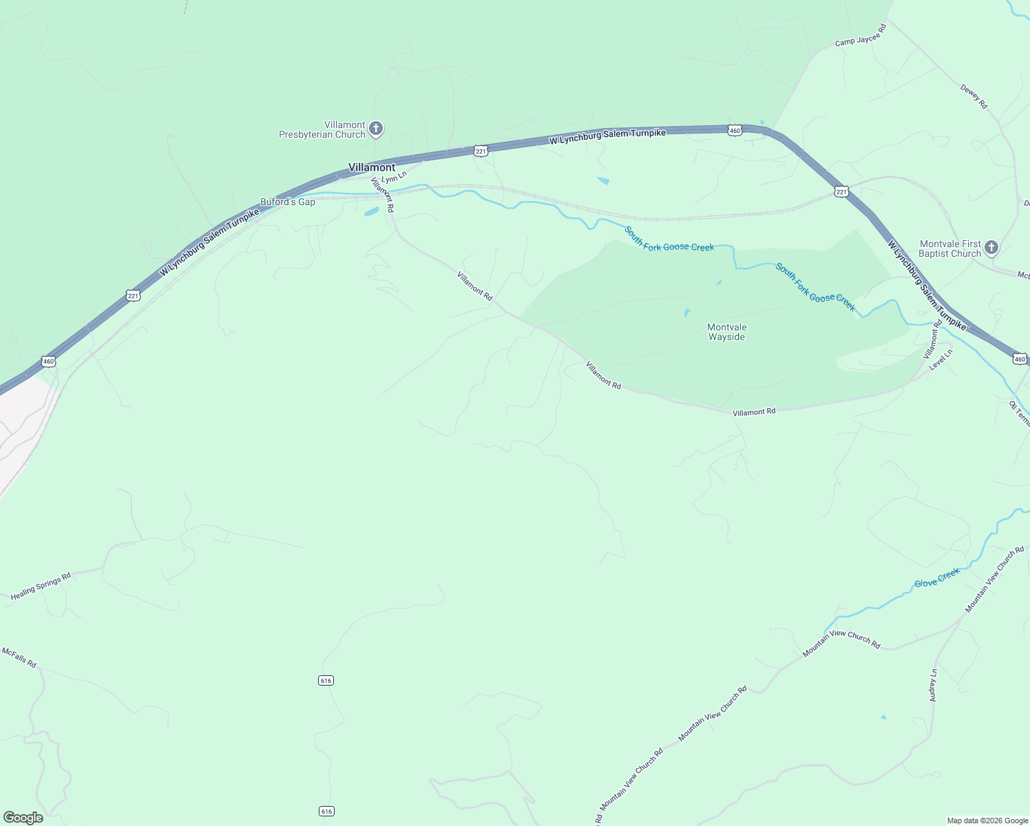map of restaurants, bars, coffee shops, grocery stores, and more near 2686 Villamont Road in Blue Ridge