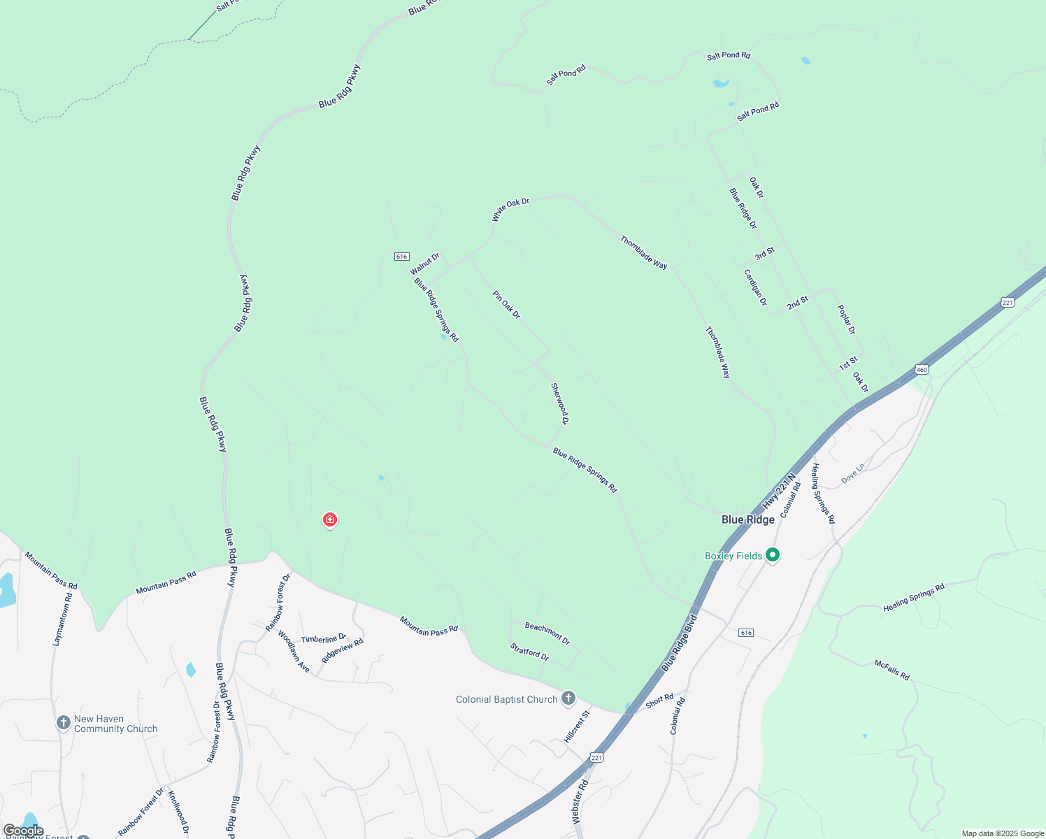 map of restaurants, bars, coffee shops, grocery stores, and more near 2184 Blue Ridge Springs Road in Blue Ridge