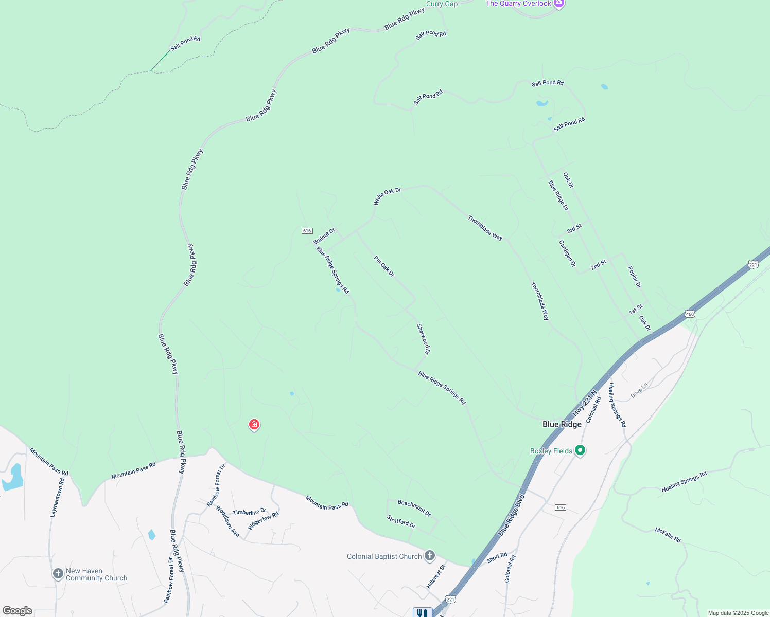 map of restaurants, bars, coffee shops, grocery stores, and more near 258 Maple Drive in Blue Ridge
