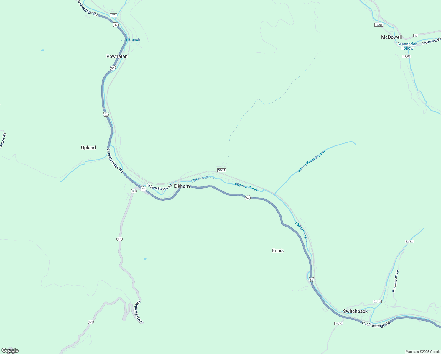 map of restaurants, bars, coffee shops, grocery stores, and more near Elkhorn Station Road in Anawalt