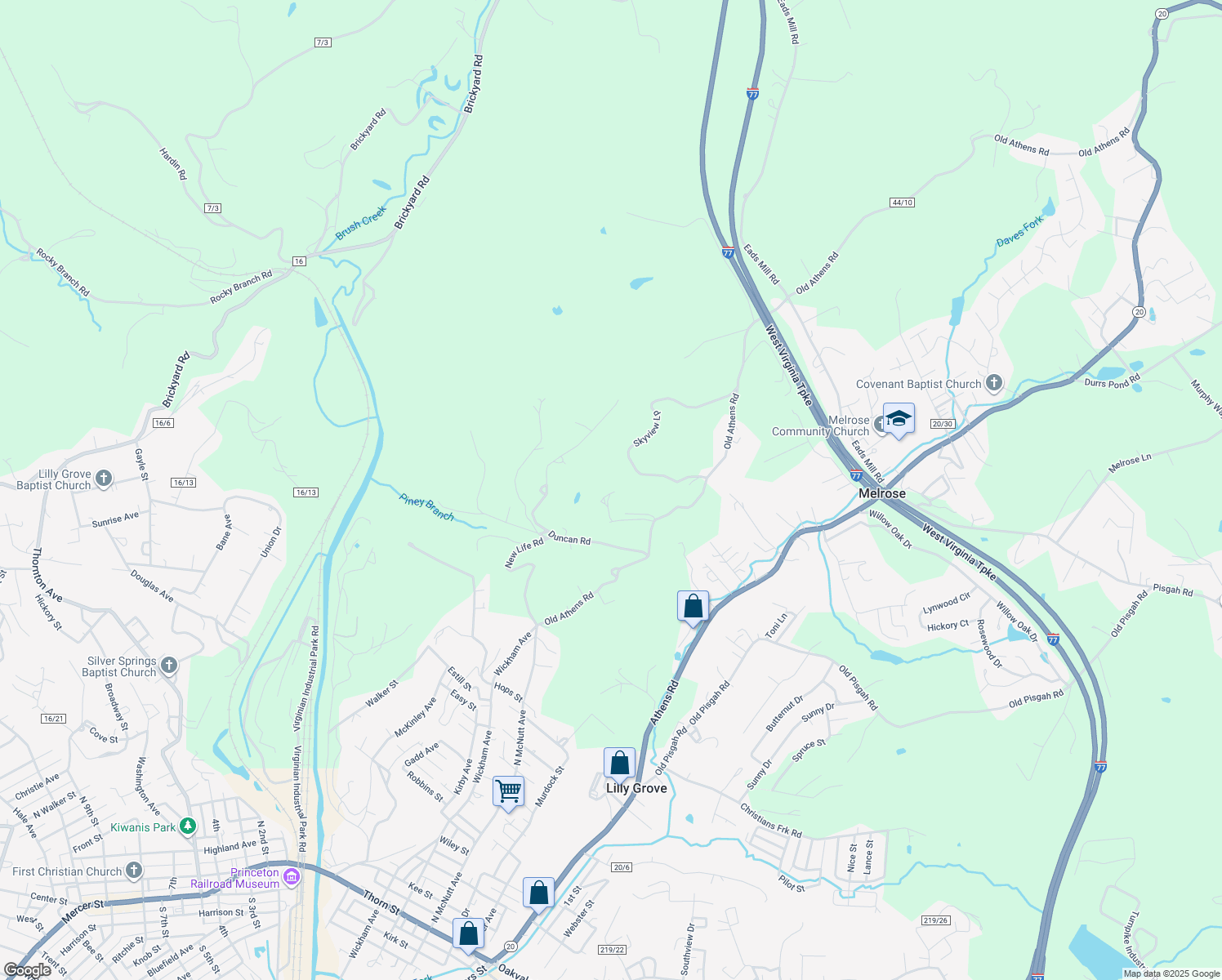 map of restaurants, bars, coffee shops, grocery stores, and more near 310 Duncan Road in Princeton