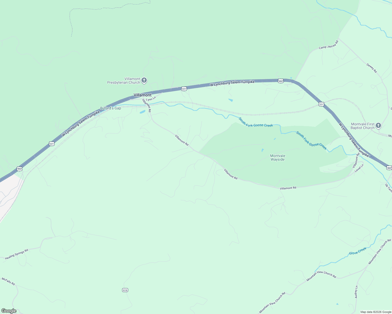 map of restaurants, bars, coffee shops, grocery stores, and more near 2686 Villamont Road in Blue Ridge