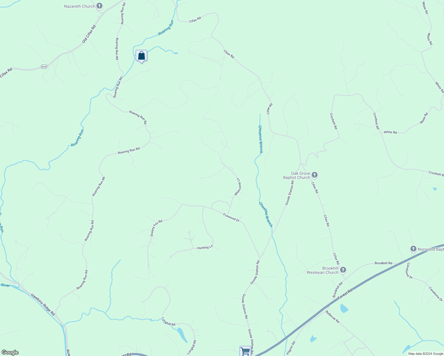 map of restaurants, bars, coffee shops, grocery stores, and more near 106 Squirrel Tree Court in Goode