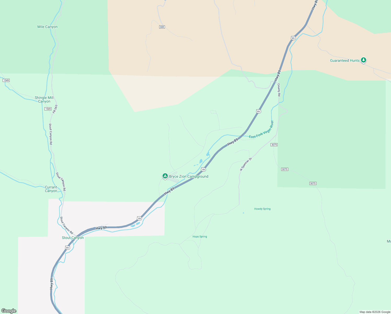 map of restaurants, bars, coffee shops, grocery stores, and more near East Pink Cliffs Road in Kane County