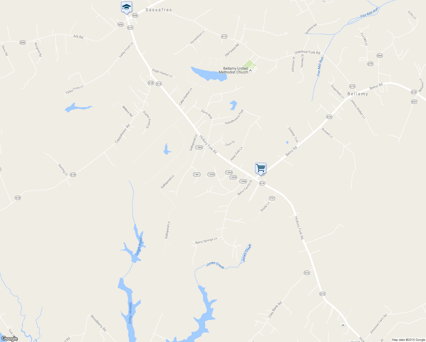 map of restaurants, bars, coffee shops, grocery stores, and more near 6376 Bolling Brook Lane in Gloucester Courthouse