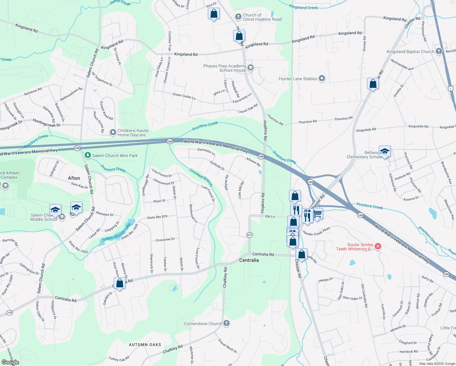 map of restaurants, bars, coffee shops, grocery stores, and more near 9731 Alfaree Road in Richmond