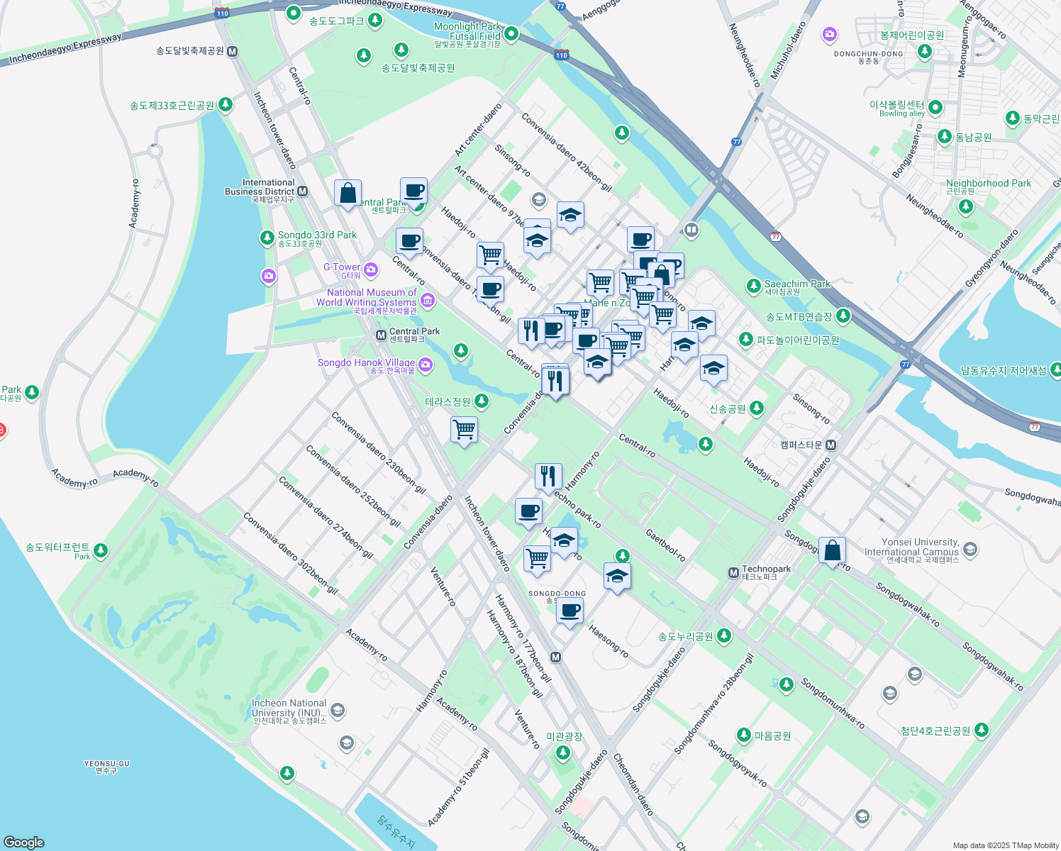 map of restaurants, bars, coffee shops, grocery stores, and more near in 