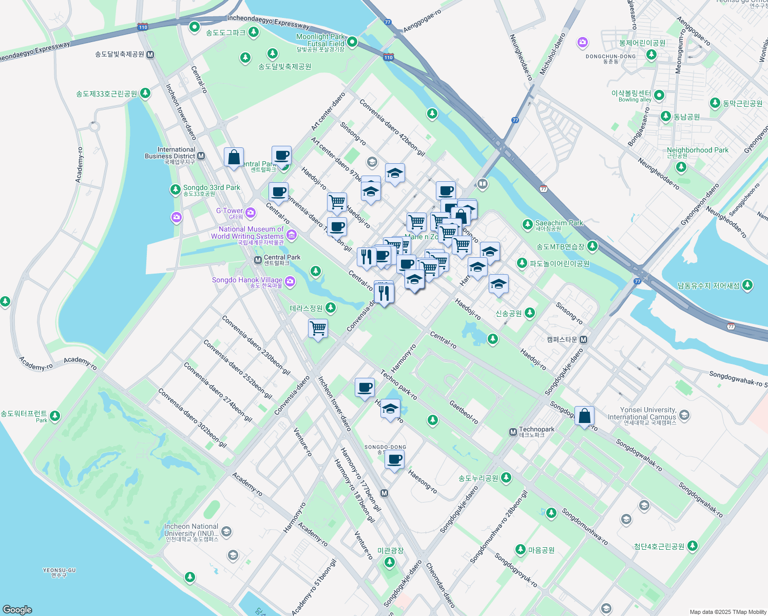 map of restaurants, bars, coffee shops, grocery stores, and more near in 
