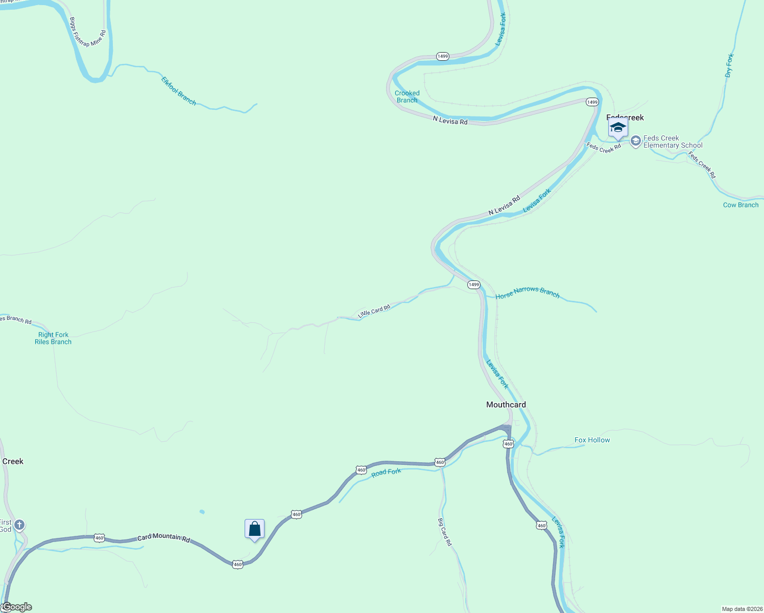 map of restaurants, bars, coffee shops, grocery stores, and more near 213-695 Little Card Road in Mouthcard