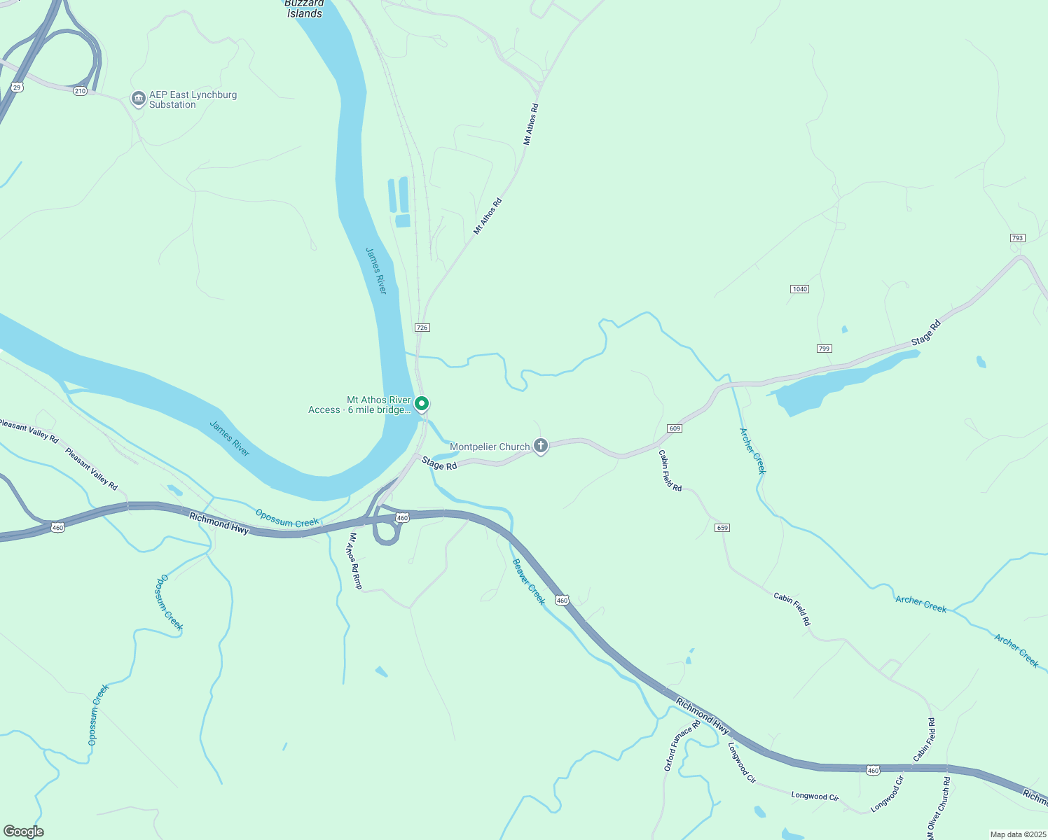 map of restaurants, bars, coffee shops, grocery stores, and more near 514 Stage Road in Lynchburg