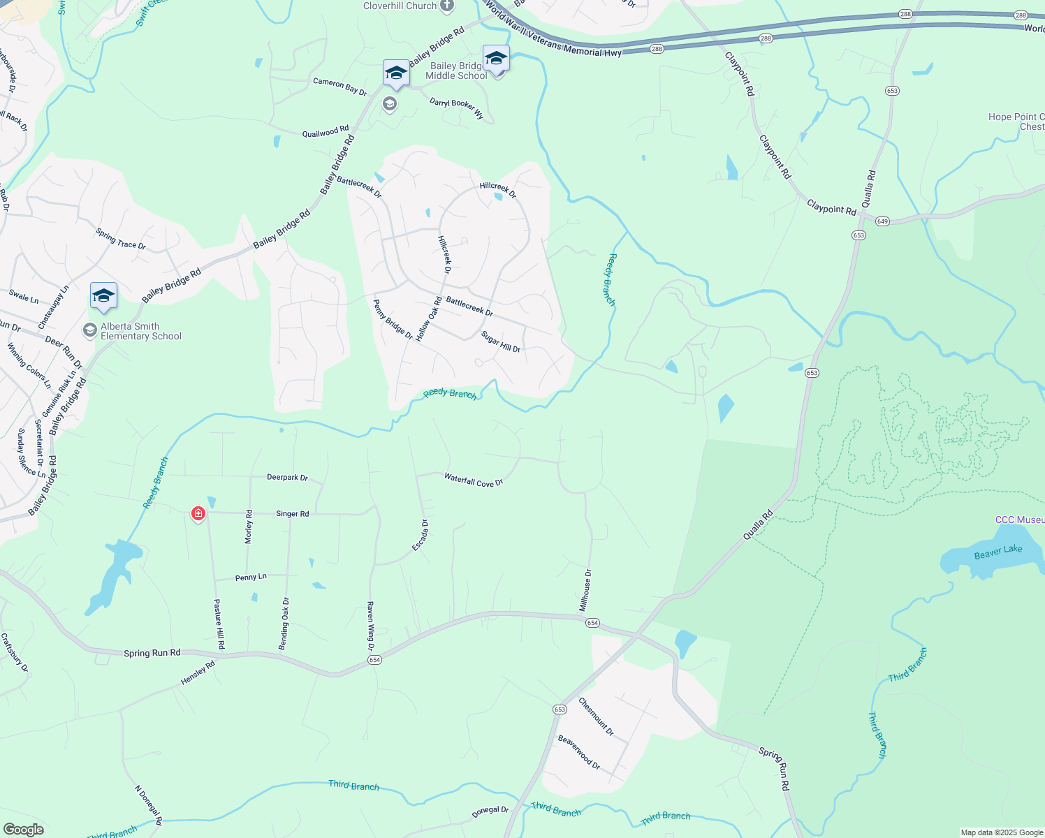map of restaurants, bars, coffee shops, grocery stores, and more near 12306 Waterfall Cove Court in Chesterfield