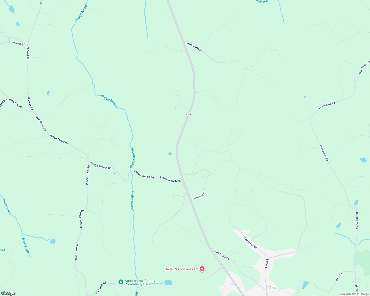 map of restaurants, bars, coffee shops, grocery stores, and more near 169 Kaytins Way Lane in Appomattox