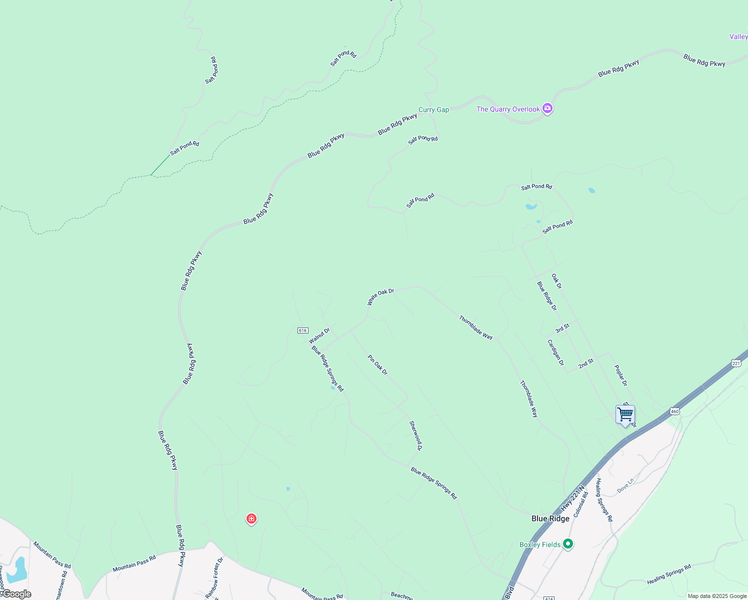 map of restaurants, bars, coffee shops, grocery stores, and more near 368 White Oak Drive in Blue Ridge