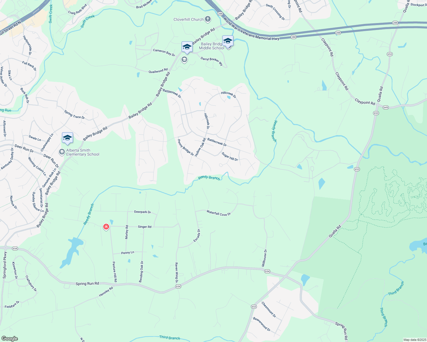 map of restaurants, bars, coffee shops, grocery stores, and more near 11912 Penny Bridge Dr in Midlothian