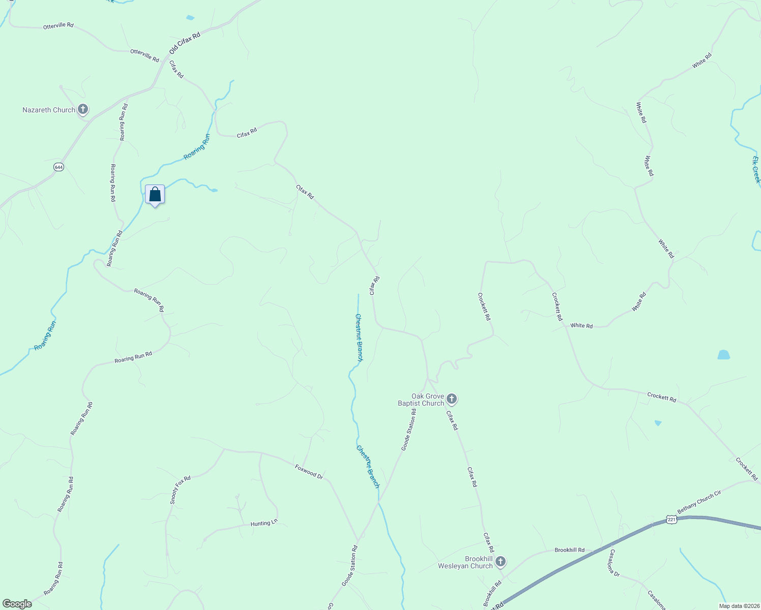 map of restaurants, bars, coffee shops, grocery stores, and more near 108 State Route 1223 in Goode