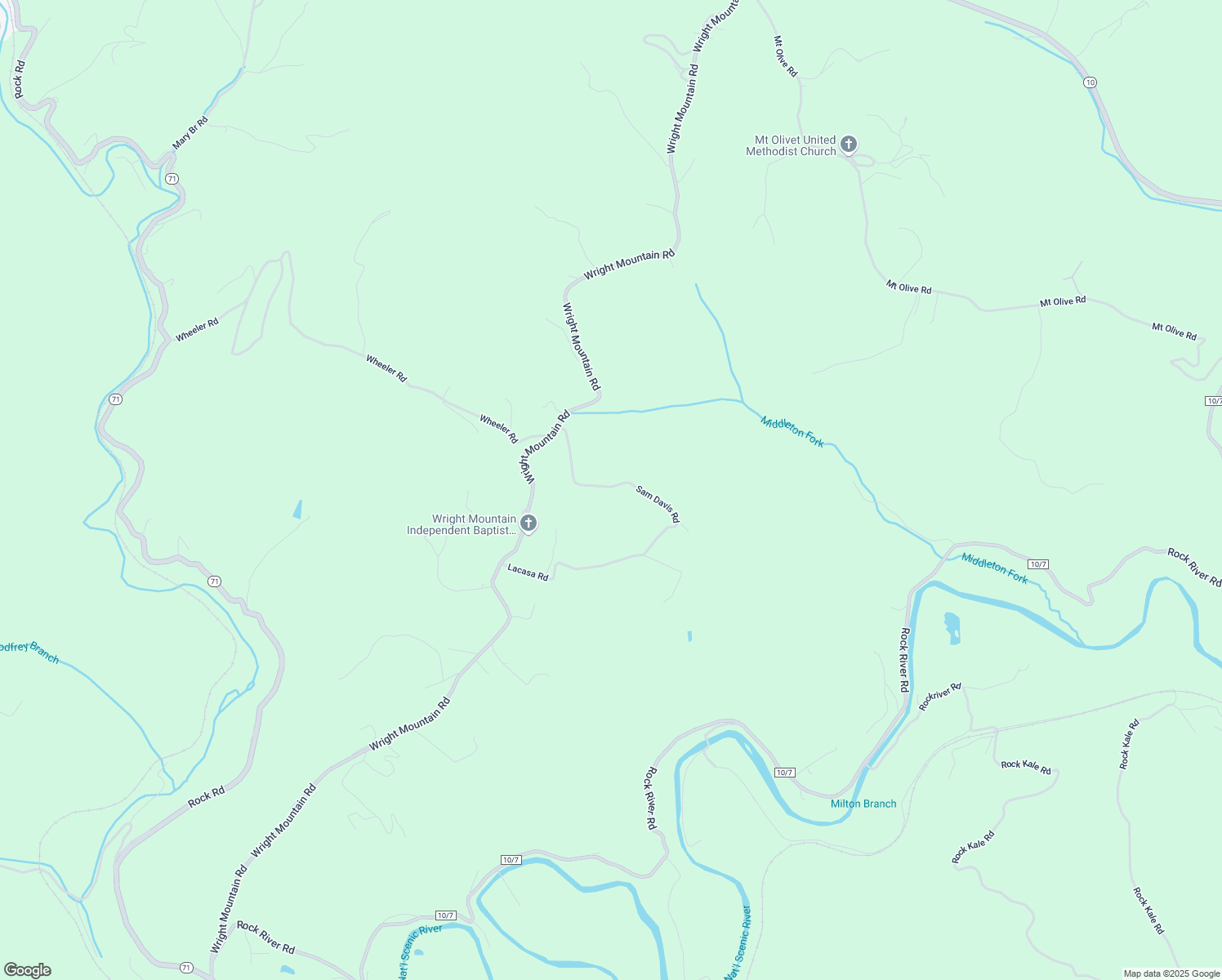 map of restaurants, bars, coffee shops, grocery stores, and more near 382 Sam Davis Road in Rock