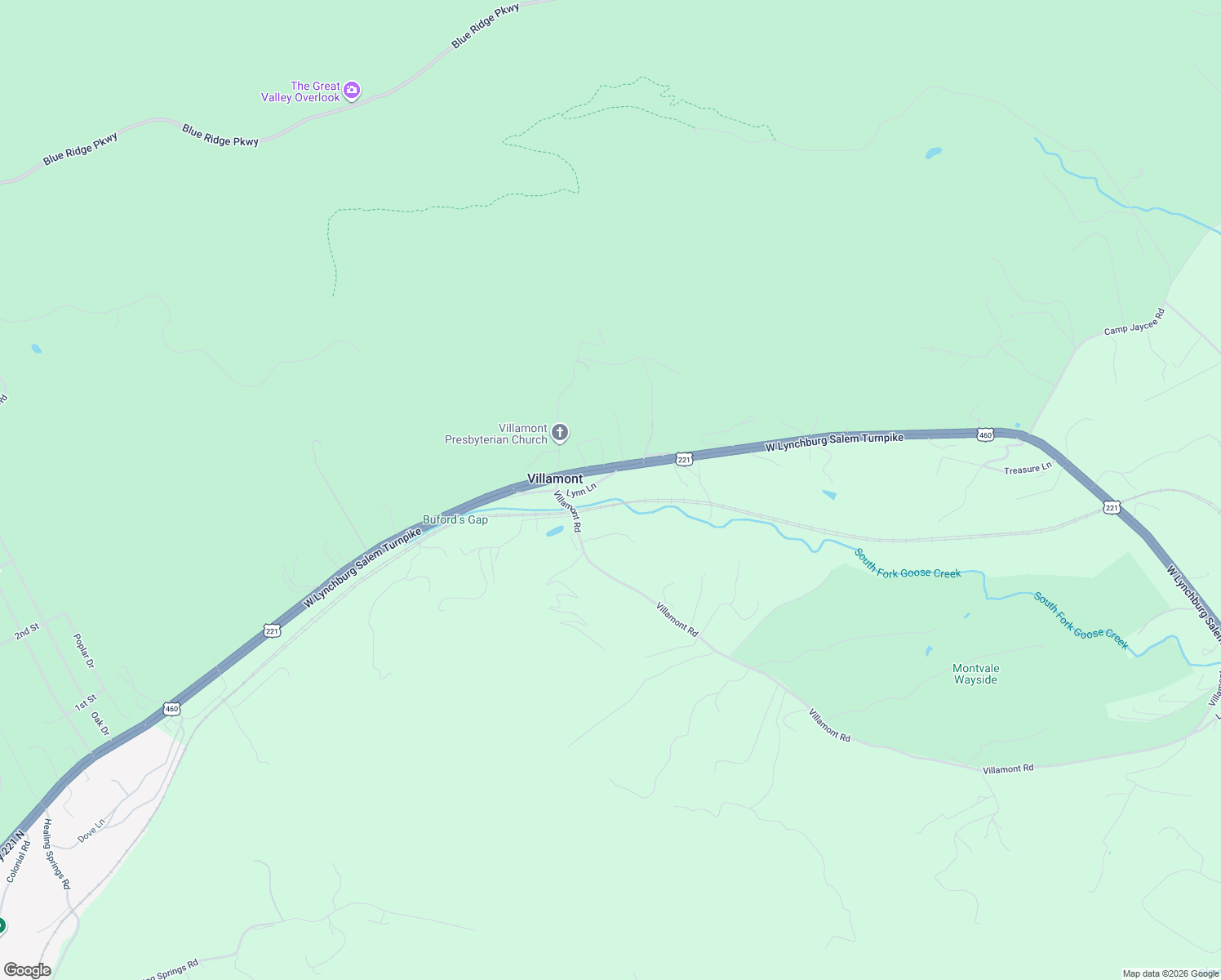 map of restaurants, bars, coffee shops, grocery stores, and more near 1030 Acorn Lawn Drive in Goodview