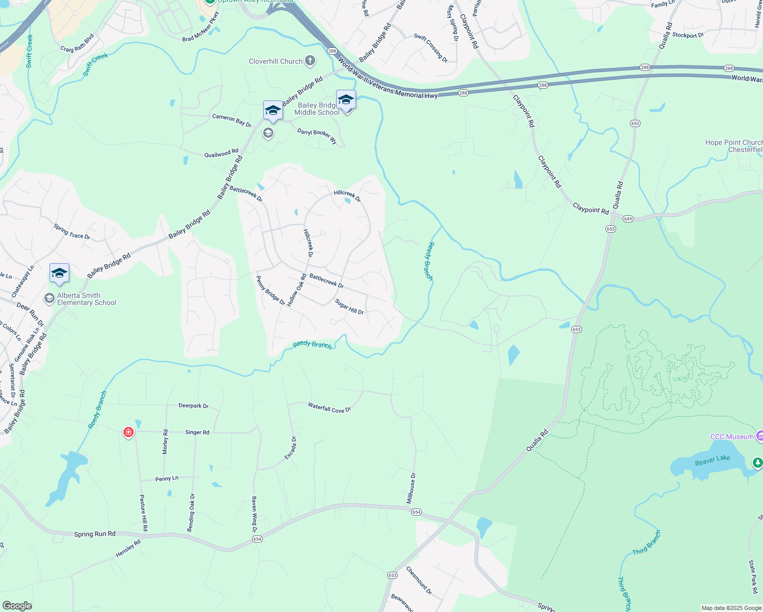 map of restaurants, bars, coffee shops, grocery stores, and more near 11936 Sugar Hill Drive in Midlothian