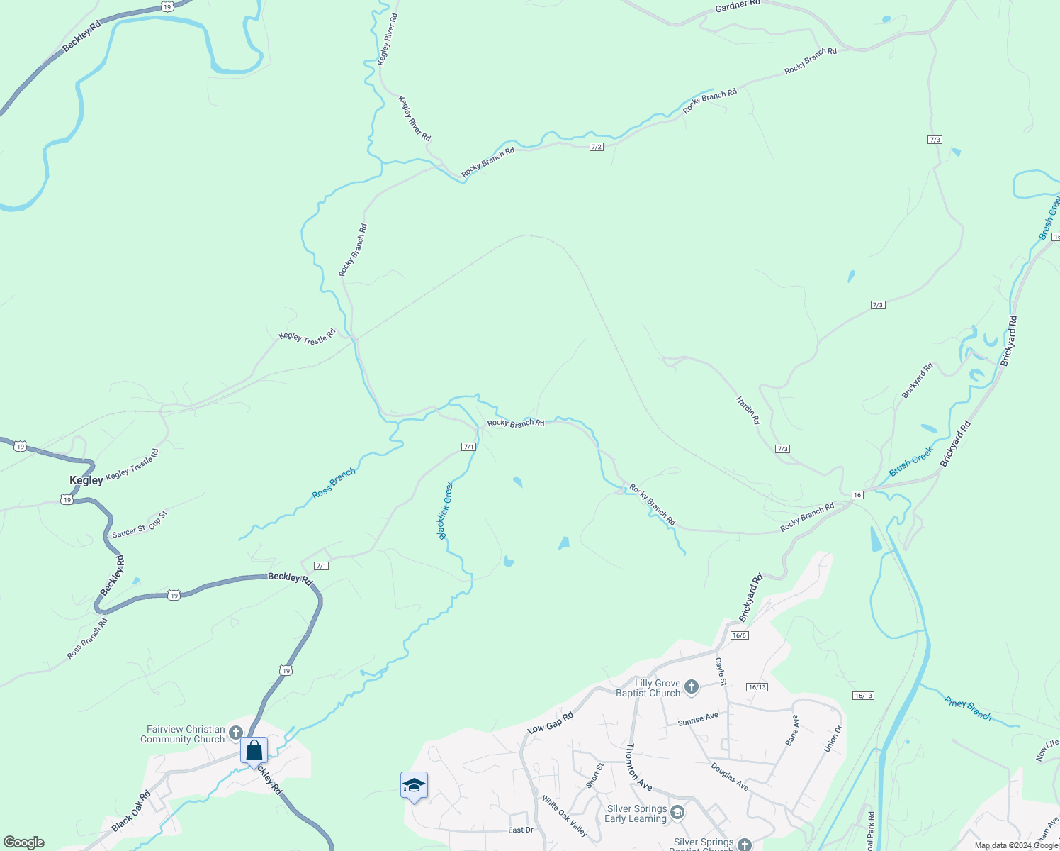 map of restaurants, bars, coffee shops, grocery stores, and more near 1393 Rocky Branch Road in Princeton