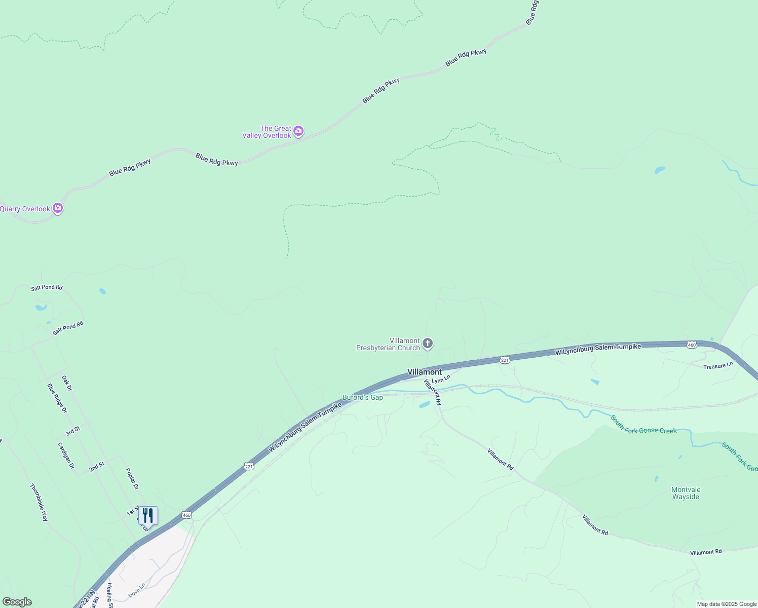 map of restaurants, bars, coffee shops, grocery stores, and more near in Villamont