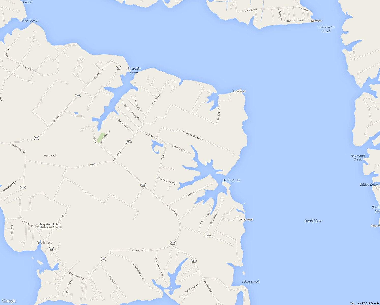 map of restaurants, bars, coffee shops, grocery stores, and more near 9574 Lightview Ln in Gloucester