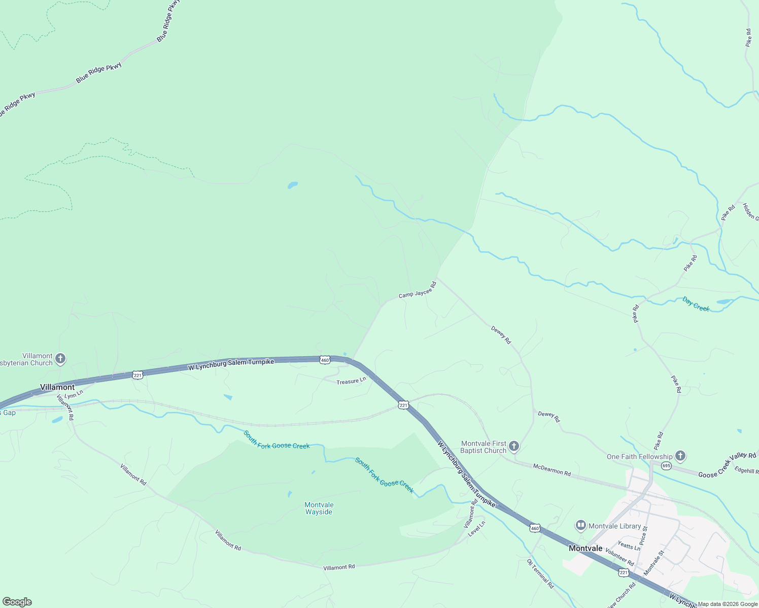 map of restaurants, bars, coffee shops, grocery stores, and more near 1043 Old McGuire Road in Blue Ridge