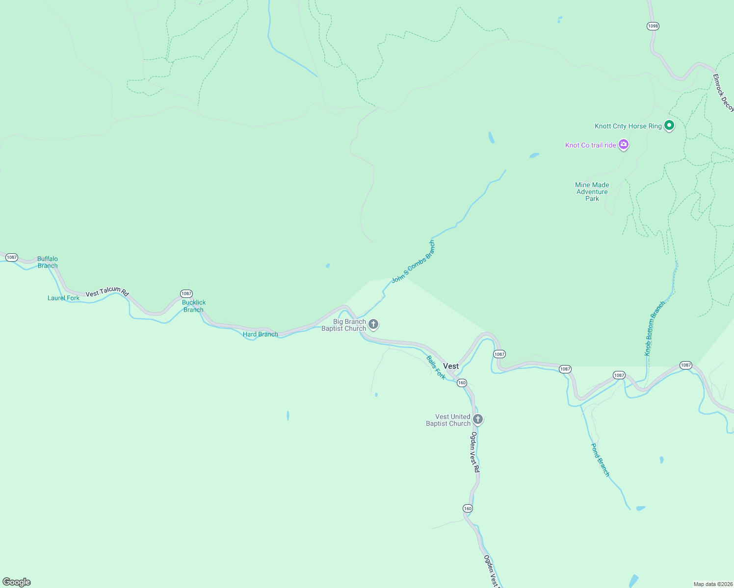 map of restaurants, bars, coffee shops, grocery stores, and more near 165 John S Combs Branch Road in Vest