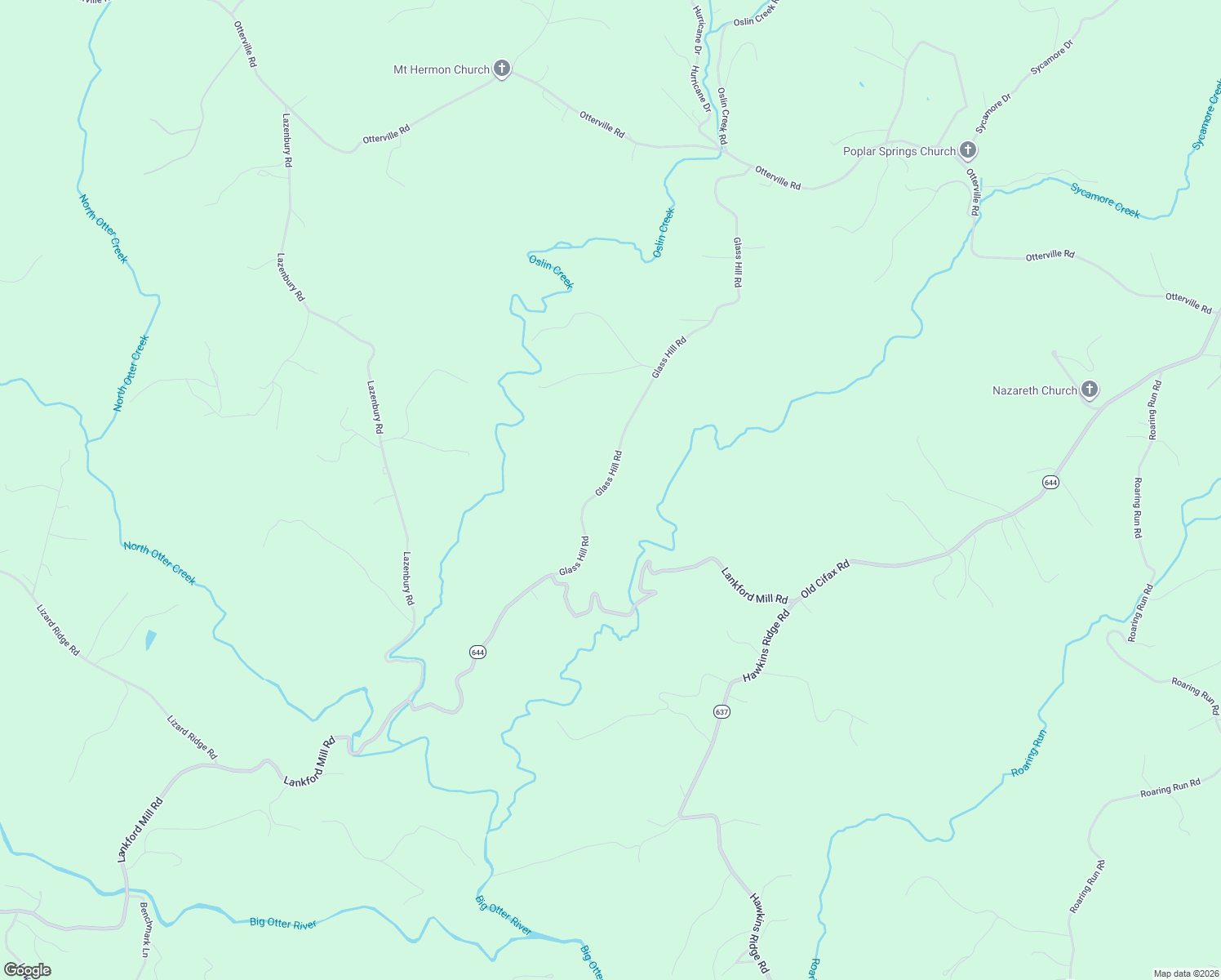 map of restaurants, bars, coffee shops, grocery stores, and more near 1307 Glass Hill Road in Goode