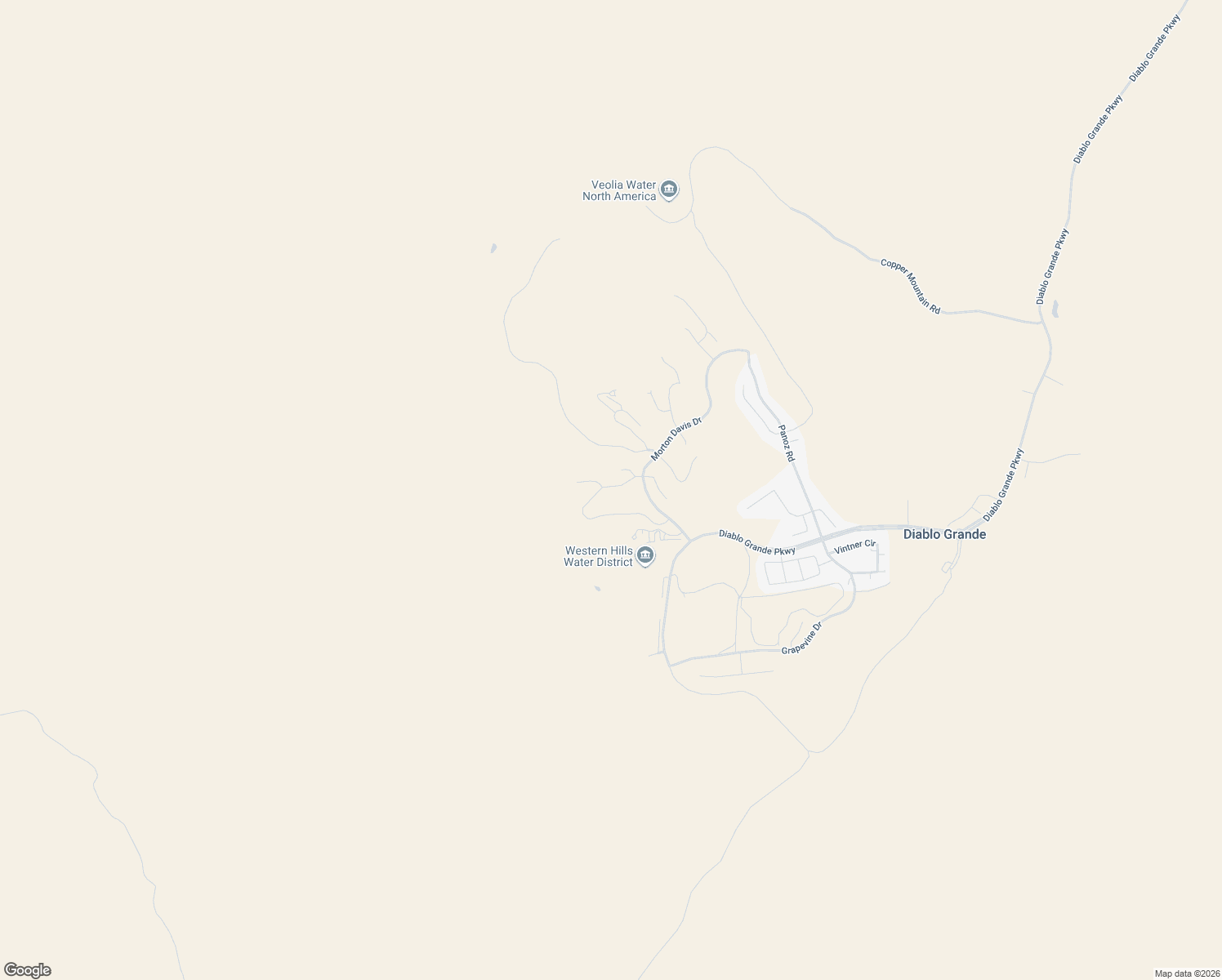 map of restaurants, bars, coffee shops, grocery stores, and more near Morton Davis Circle in Diablo Grande