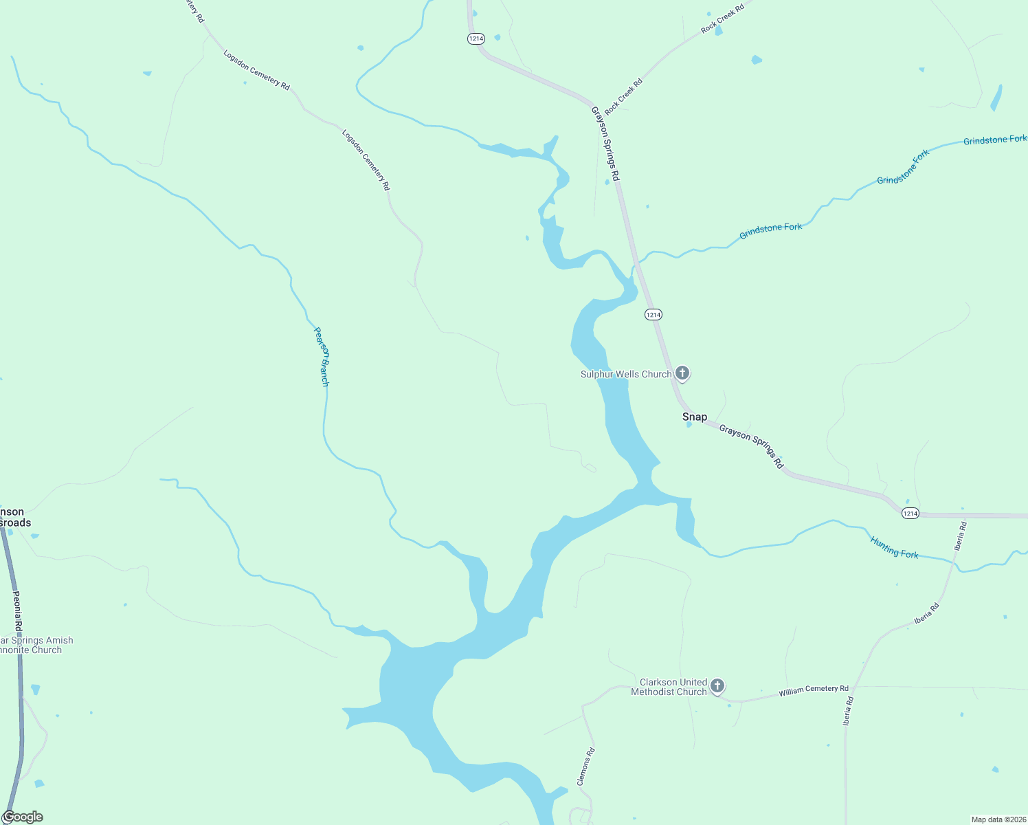 map of restaurants, bars, coffee shops, grocery stores, and more near 2587 Logsdon Cemetery Road in Clarkson
